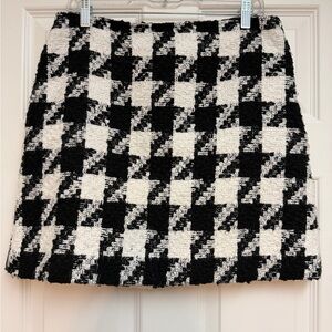 LOFT Black and White Checkered Mini Skirt